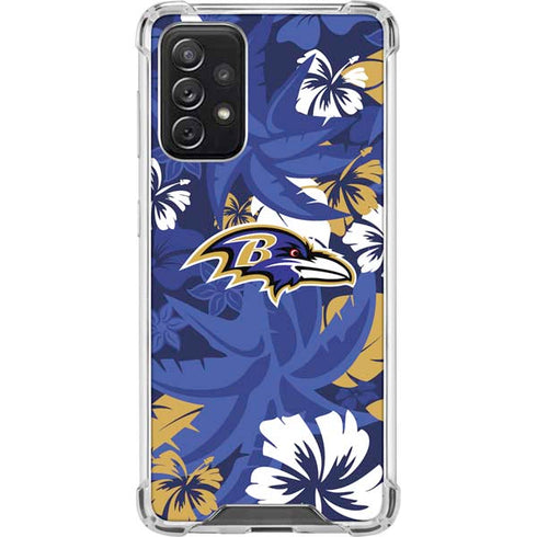 NFL Baltimore Ravens Tropical Print Galaxy A72 5G Clear Case